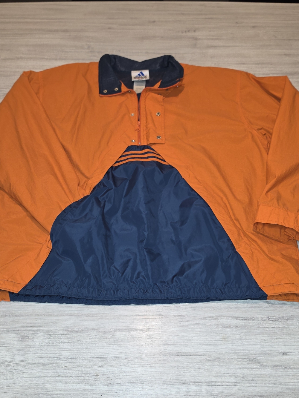 Vintage 90s Adidas 1/4 Zip Long Sleeve Windbreaker Men's Orange Navy Size XL L5